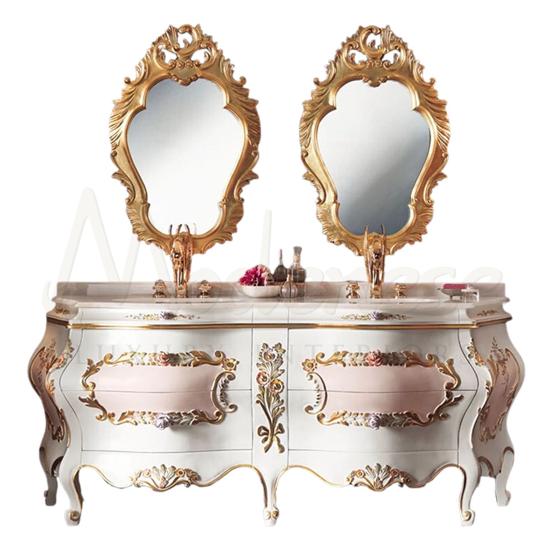 Modenese Luxury Bathroom rococo cabinets furniture for classical projects