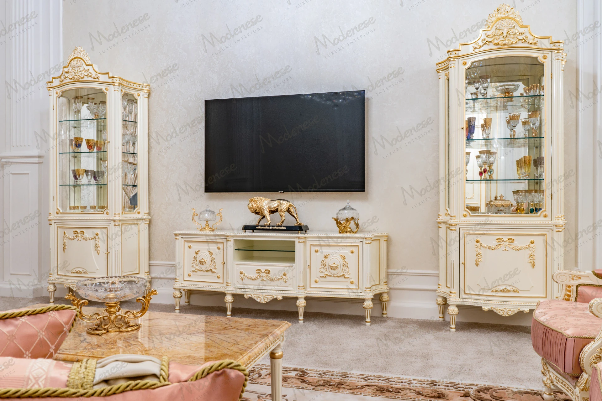 Handcrafted TV cabinet for elegant luxury interiors