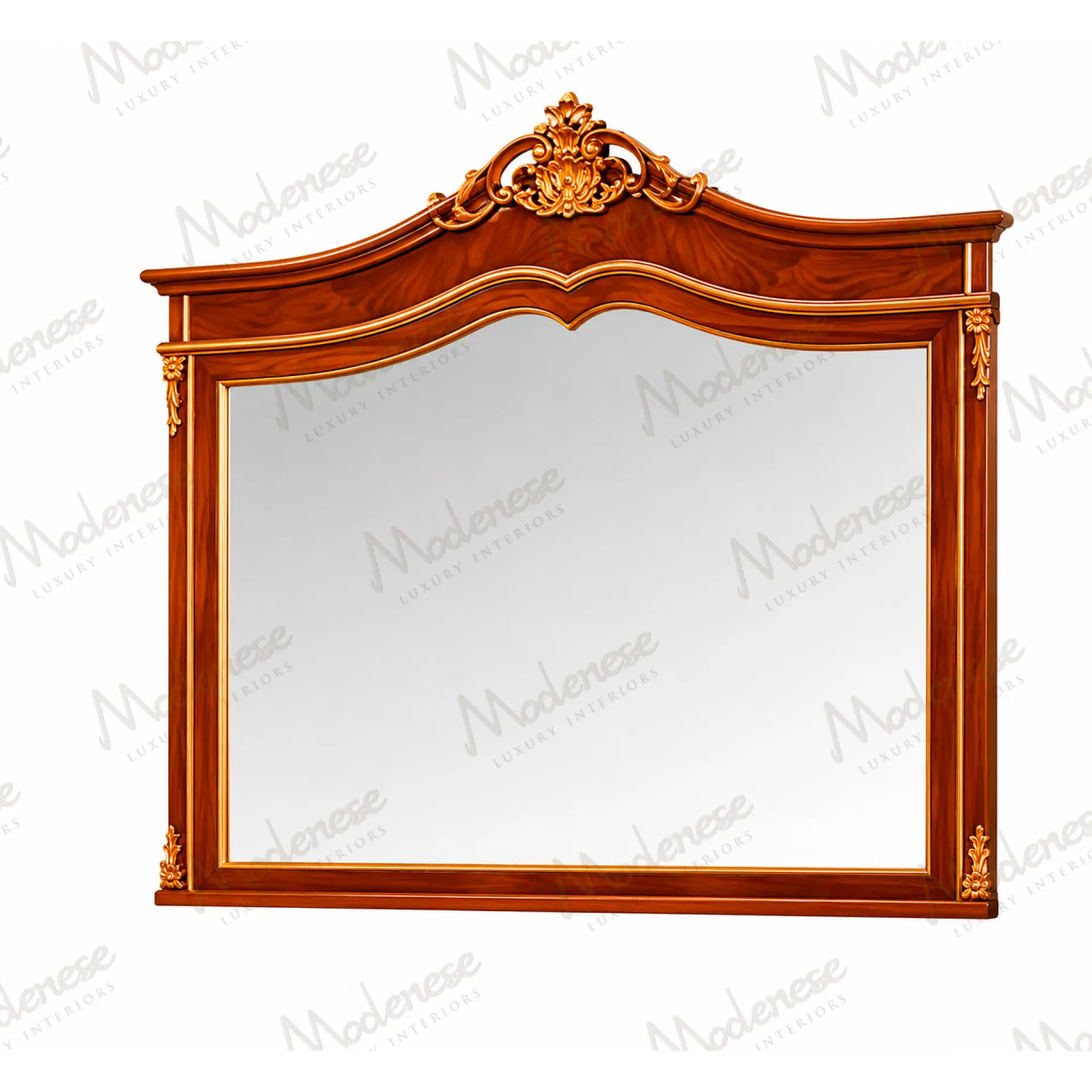 Classic walnut mirror with elegant shaped wooden frame