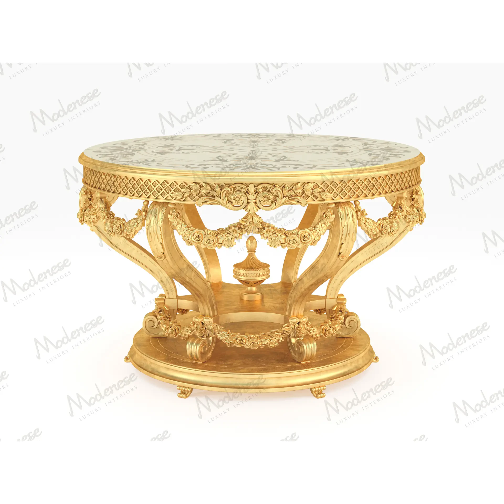 Gilded luxury center table handcrafted in Italy