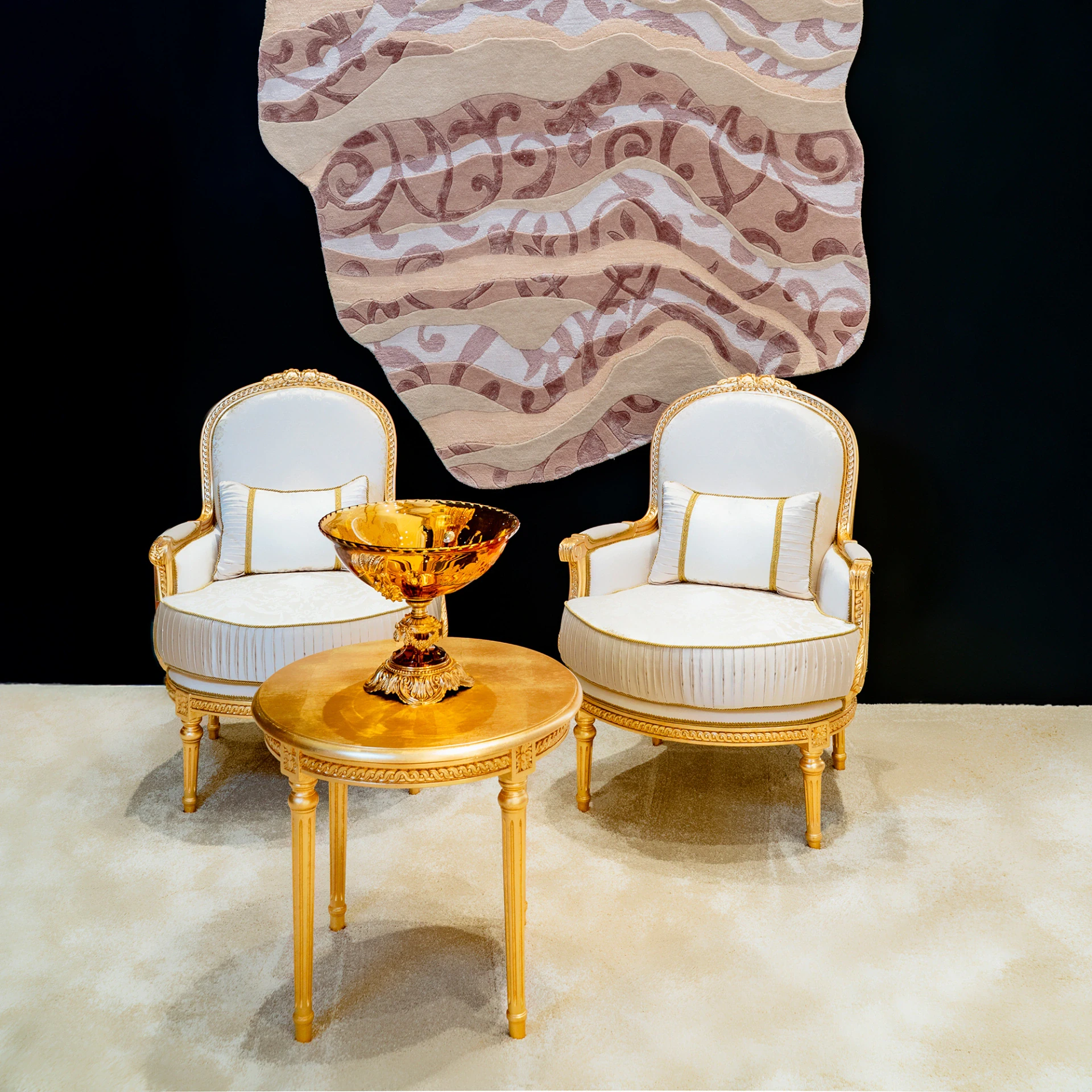 Elegant Italian side table with timeless carved details