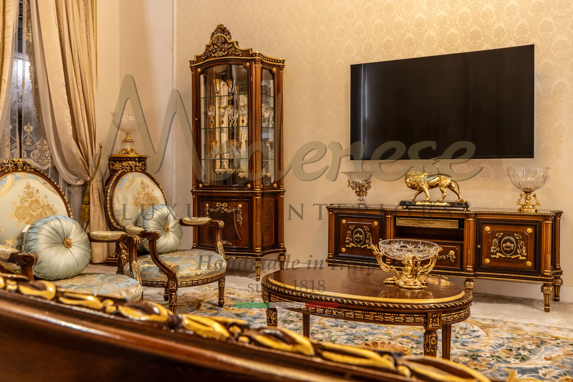 Italian luxury furniture armchair crafted for sophisticated living rooms and elegant spaces.