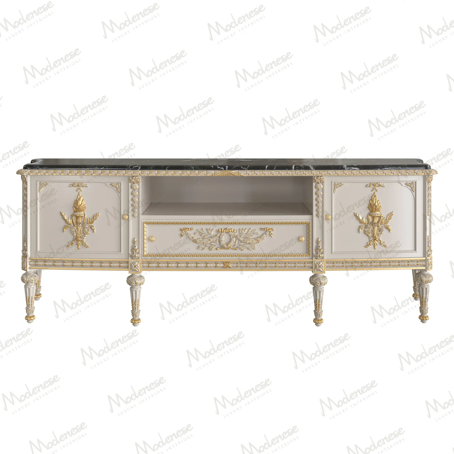 Château luxury classic TV stand handcrafted in Italy