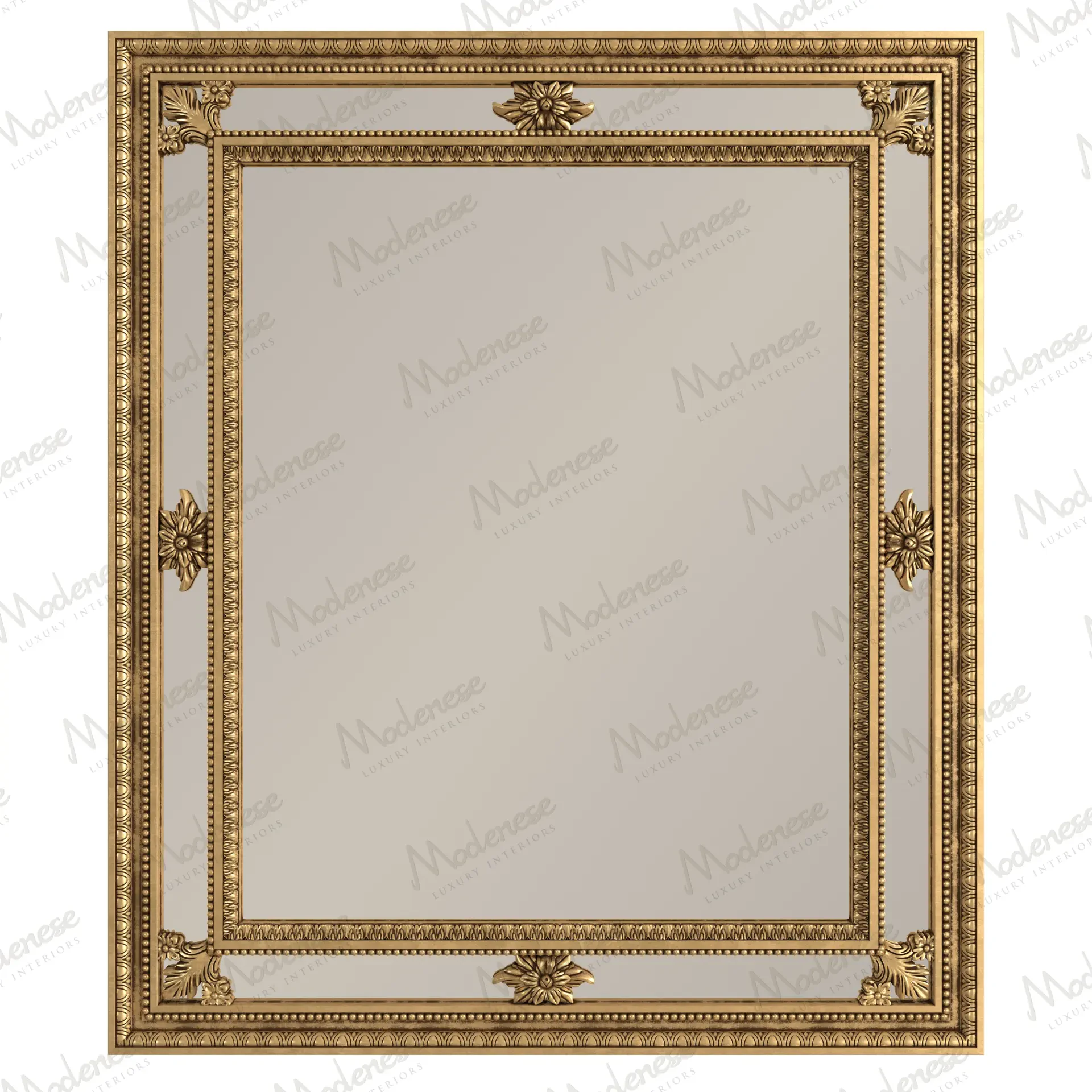 Golden square mirror with refined classical frame