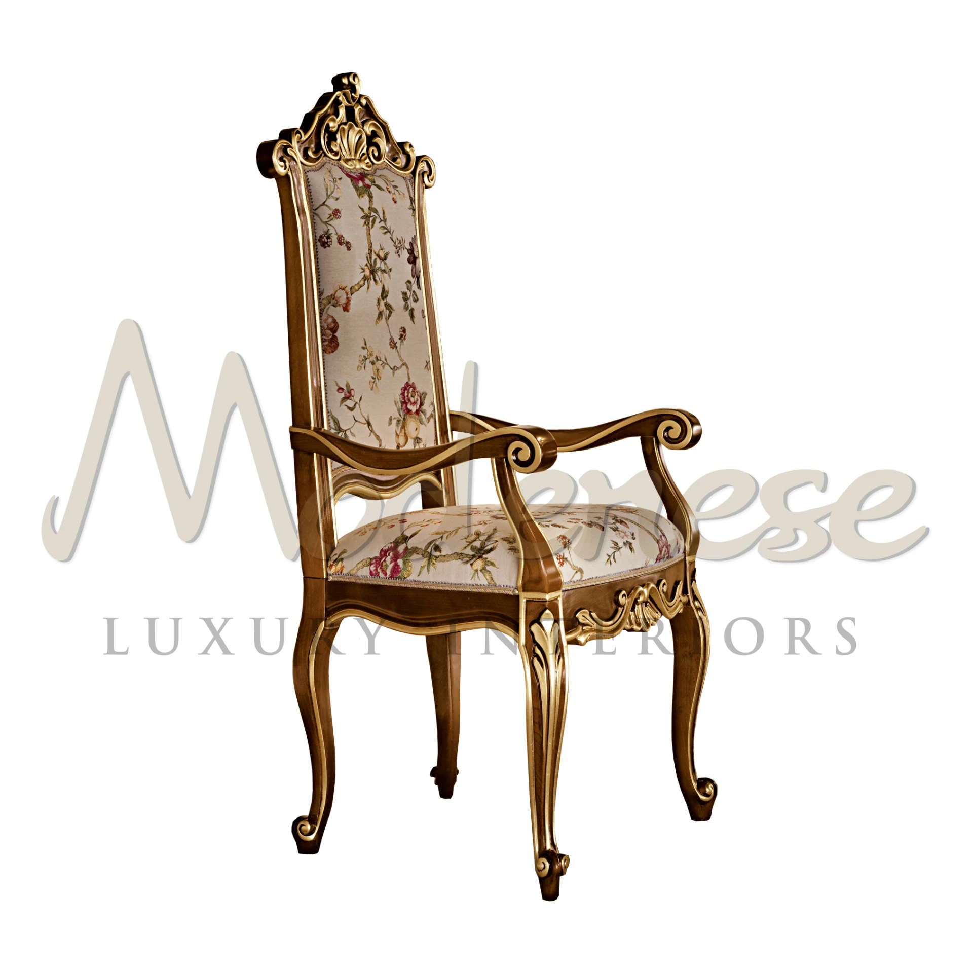 木制雕刻巴洛克扶手椅—— 摩德纳斯家具公司（Modenese Furniture）出品的威严座椅