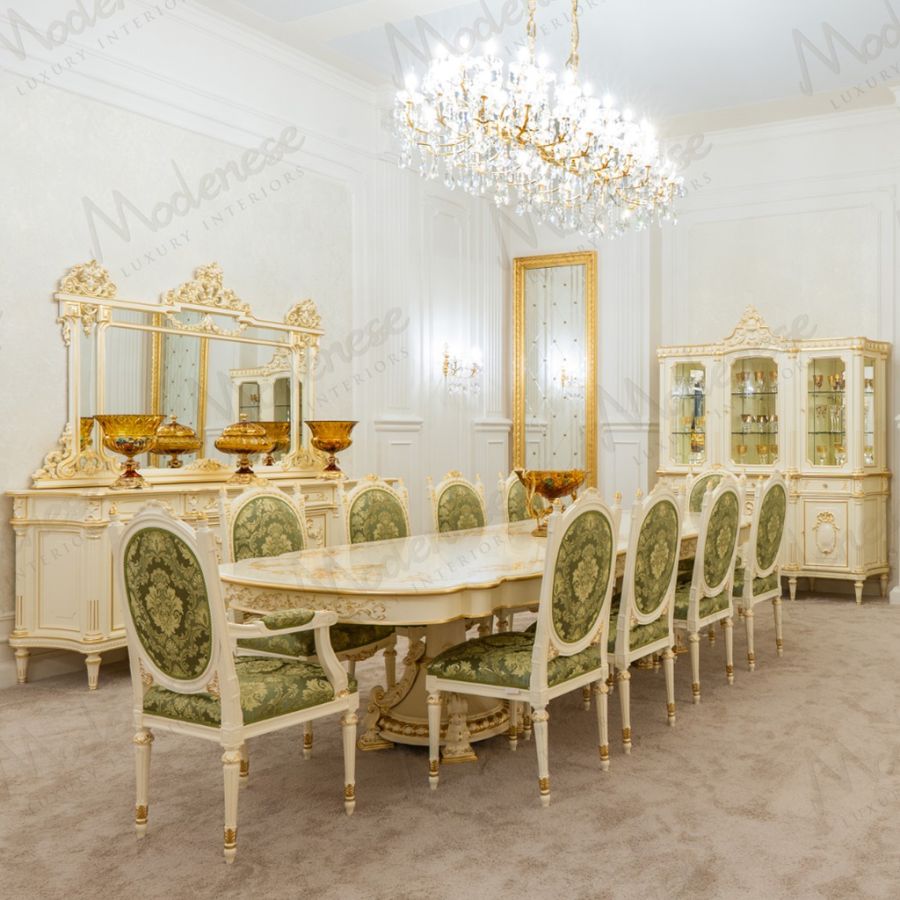 A sophisticated wide-angle view of our Salone del Mobile 2025 exhibit, showcasing the New Classic Collection's harmonious blend of luxury furniture and lighting.