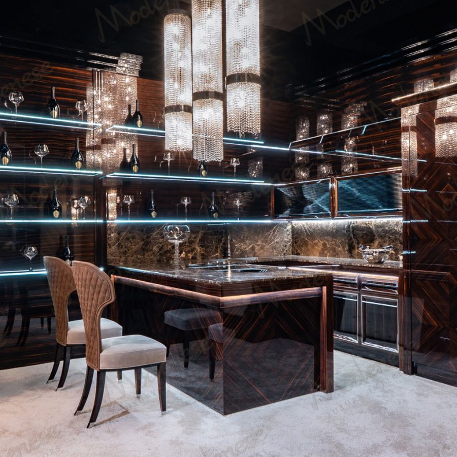 A contemporary armchair with beautifully crafted Makassar wood arms, demonstrating modern Italian design excellence from Salone del Mobile 2025.