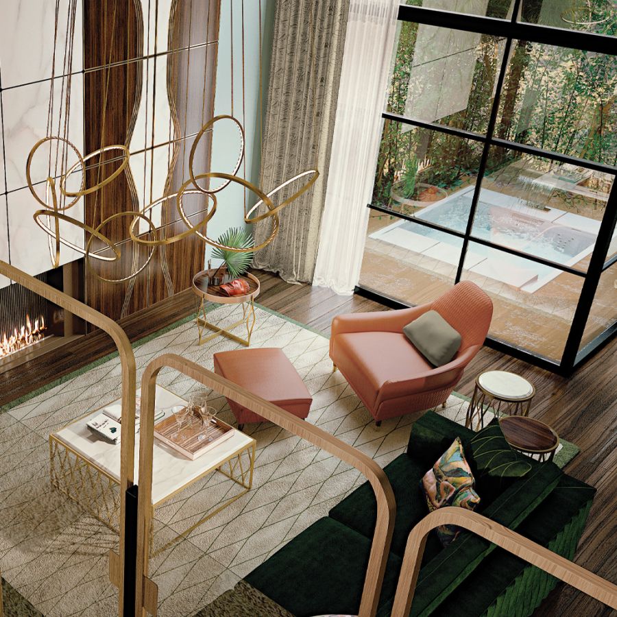 A sophisticated living room featuring a sofa and sideboard from the new Eclectic Collection, highlighting contemporary Italian Design by Pregno.