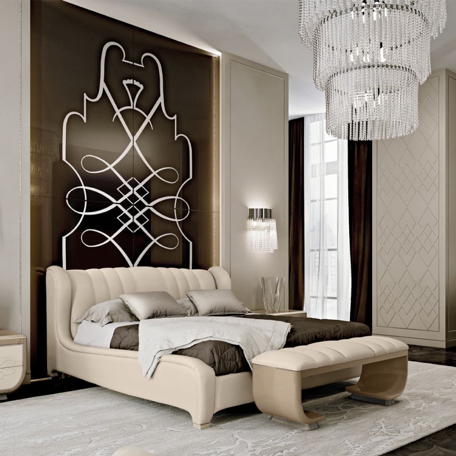 The striking silhouette of a dining chair from the new furniture collection, crafted from rich Makassar Wood with elegant upholstery.