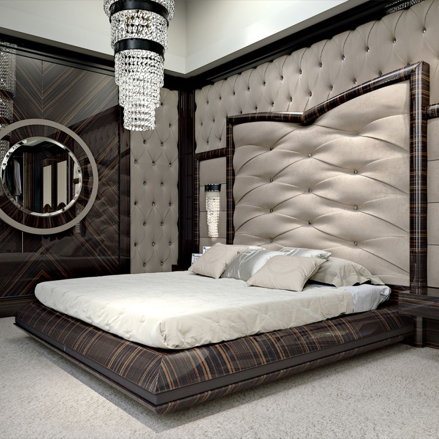 An elegant dining chair from the Modenese new collection, featuring a high-gloss metal backrest intertwined with finely stitched leather seating, representing the brand's design evolution.