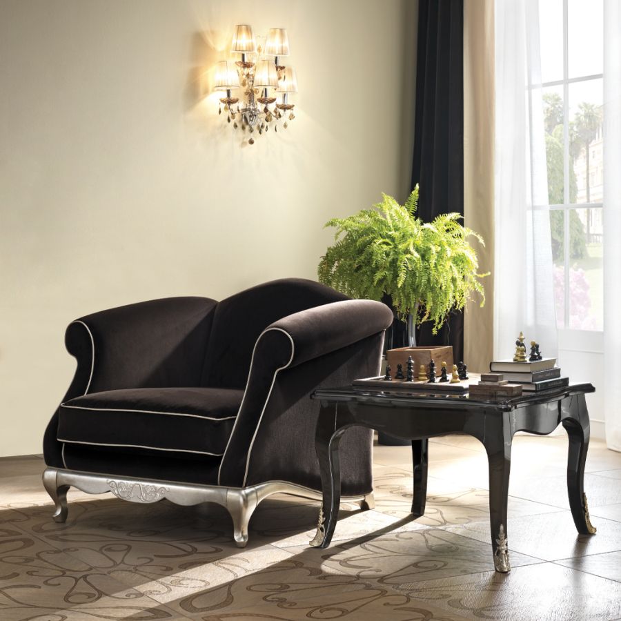 Expansive view of a Modena Projects living space, showcasing the Prestige Living concept with modern furniture silhouettes and subtle classical architectural details.