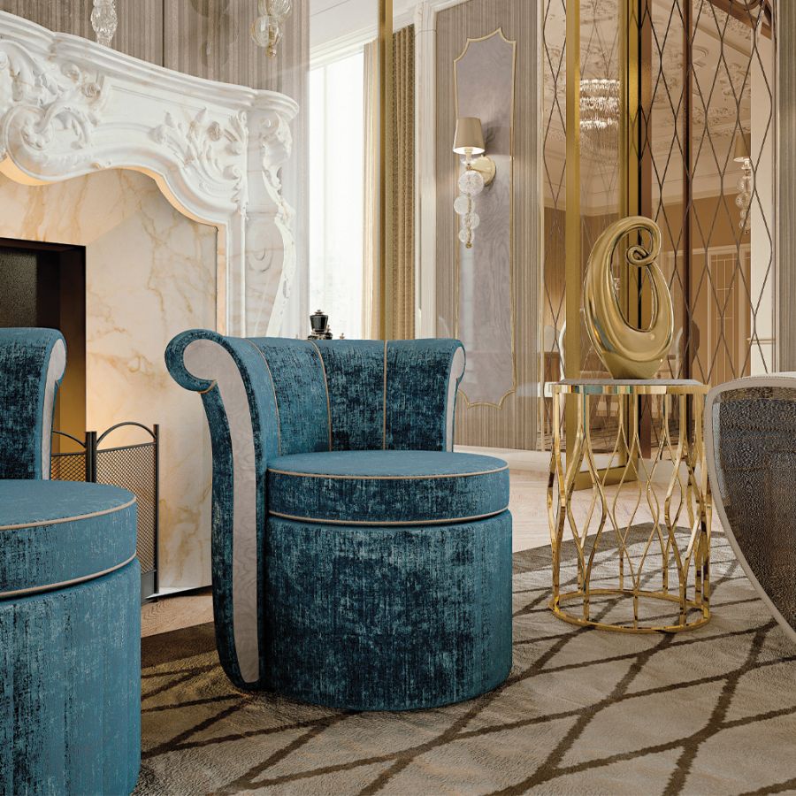 An elegant dining room centered around a polished Makassar wood table, surrounded by modern upholstered chairs, exemplifying curated eclectic living.