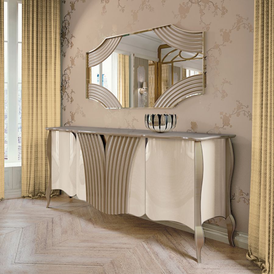 Close-up detail of a contemporary dining table showcasing the dramatic, striped grain of exotic Makassar wood, a centerpiece for unique dining.